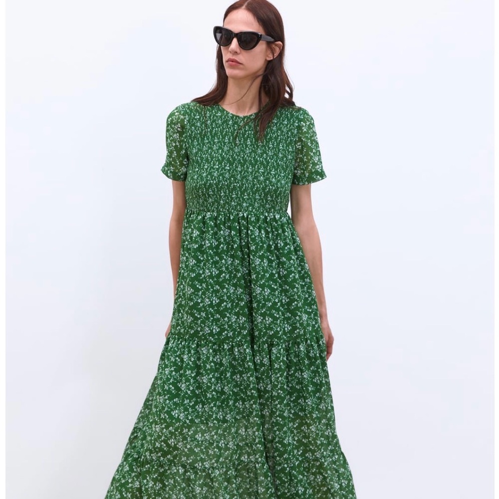 ZARA Green Floral Women's Dress